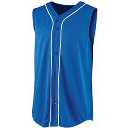 Wicking Mesh Sleeveless Button Front Baseball Jersey / Tank Top with Braid Trim from Augusta Sportswear