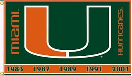 Miami Hurricanes Premium 2-Sided 3' x 5' Flag