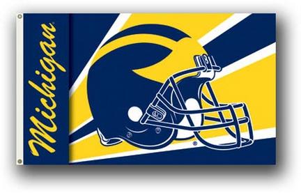 Michigan Wolverines  Premium 3' x 5' Helmet Flag