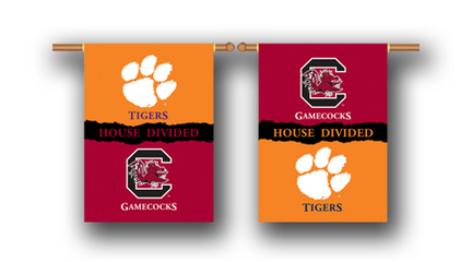 Clemson Tigers and South Carolina Gamecocks House Divided Two Sided 28" x 40" Banner