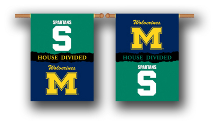 Michigan Wolverines and Michigan State Spartans House Divided Two Sided 28" x 40" Banner