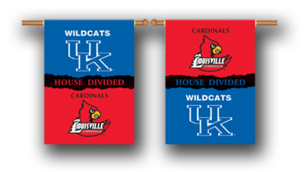 Kentucky Wildcats and Louisville Cardinals House Divided Two Sided 28" x 40" Banner