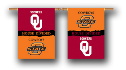 Oklahoma Sooners and Oklahoma State Cowboys House Divided Two Sided 28" x 40" Banner