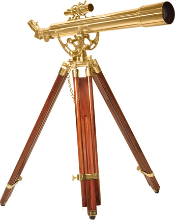 Anchormaster 28 Power 70060 Brass Refractor Telescope with Mahogany Floor Tripod