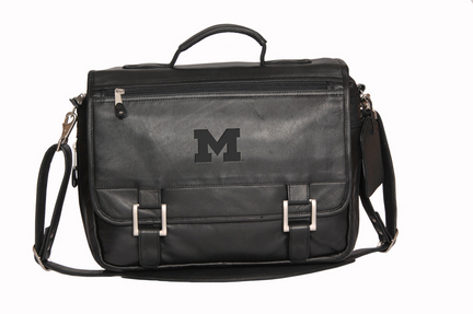 NCAA Michigan Wolverines Copper Canyon Expandable Leather Briefcase