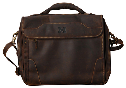 NCAA Michigan Wolverines Dakota Pines Leather Computer Briefcase