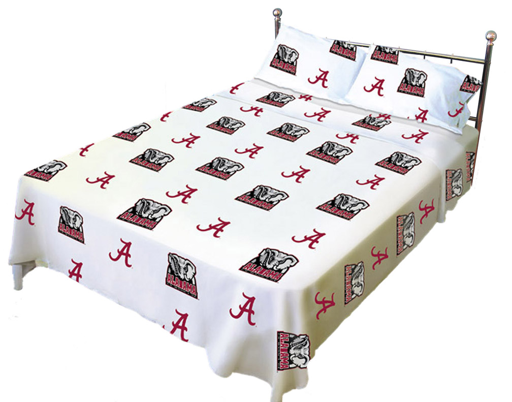 Alabama Crimson Tide White Sheet Set (King)