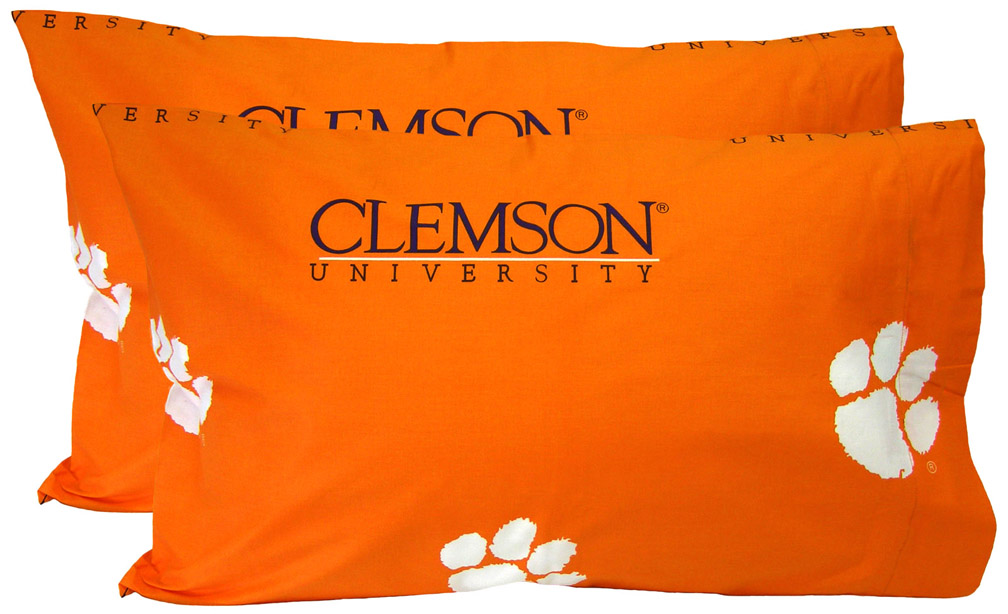Clemson Tigers Standard Size Printed Logo Pillow Case (Set of 2)