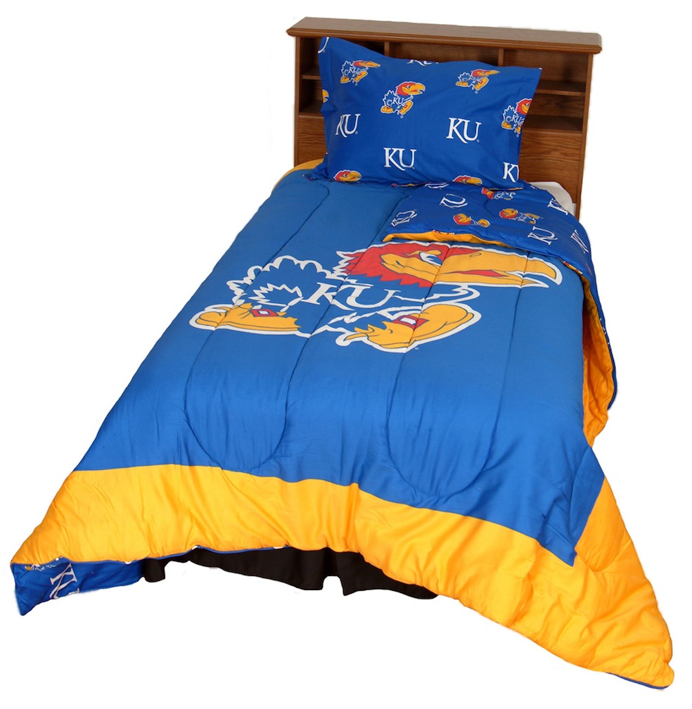 Kansas Jayhawks Reversible Comforter Set (Queen)