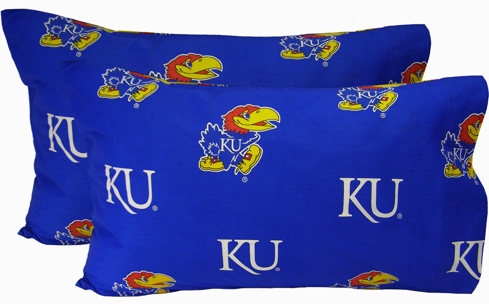 Kansas Jayhawks King Size Printed Pillow Case (Set of 2)