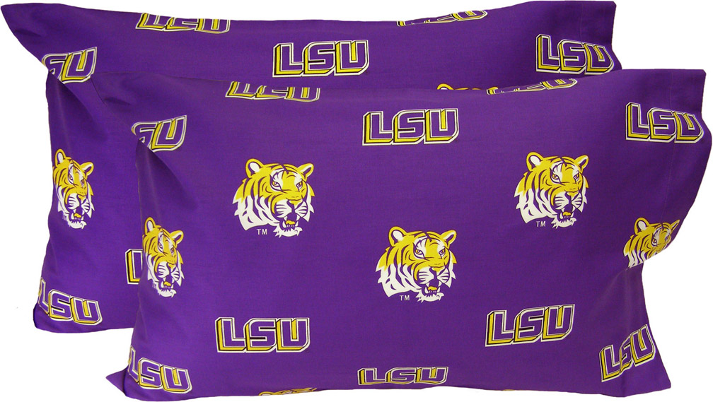 Louisiana State (LSU) Tigers Standard Size Printed Logo Pillow Case (Set of 2)