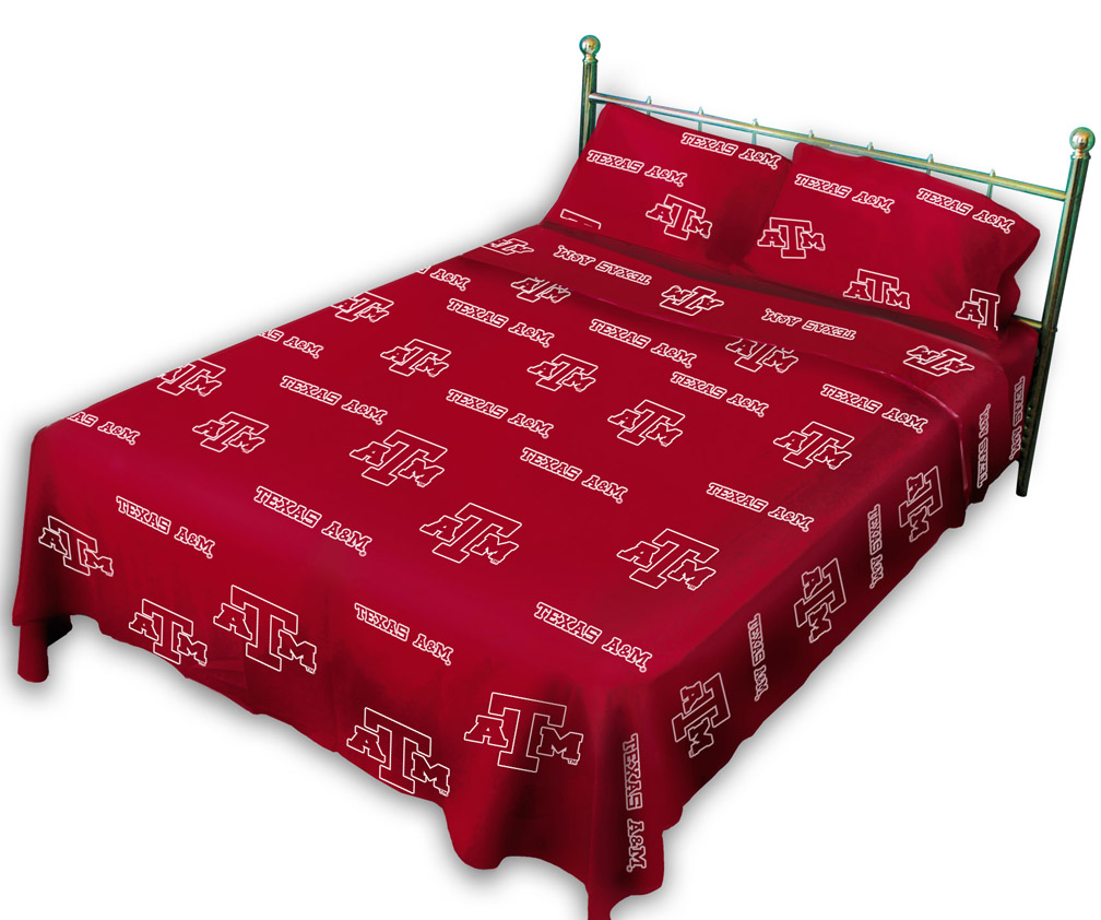 Texas A & M Aggies Queen Size Printed Sheet Set