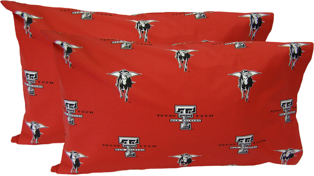 Texas Tech Red Raiders Standard Size Printed Logo Pillow Case (Set of 2)