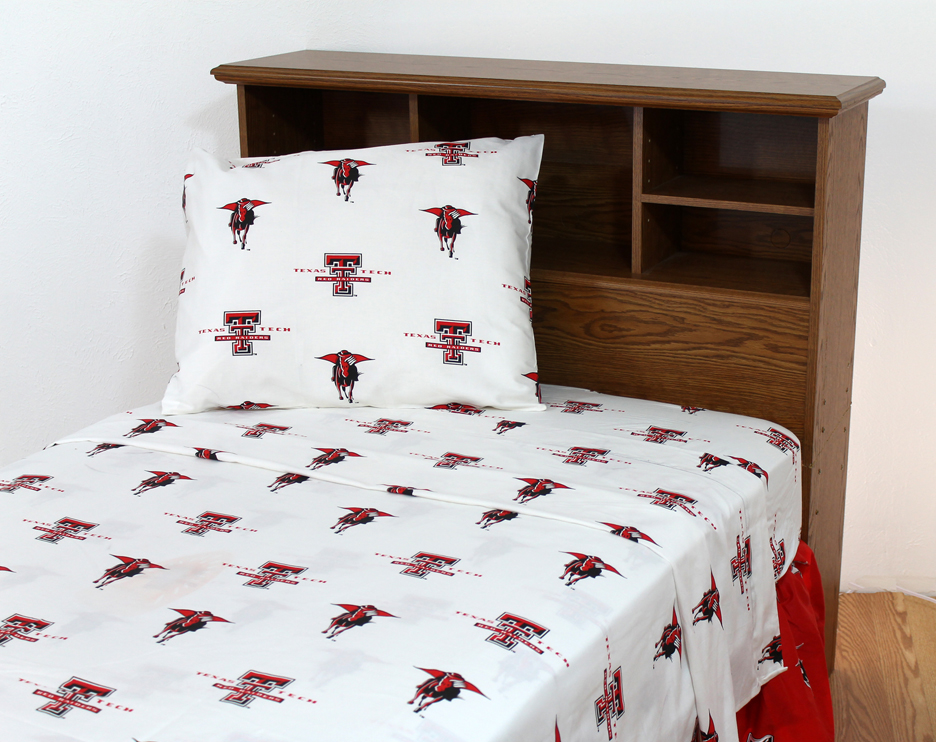 Texas Tech Red Raiders White Queen Size Sheet Set