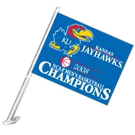 Kansas Jayhawks 2008 Men's Basketball National Champions Car Flags - 1 Pair