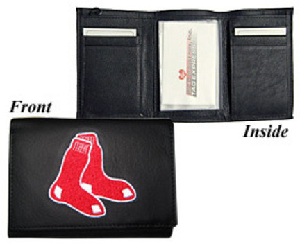 Boston Red Sox Embroidered Leather Tri-Fold Wallet