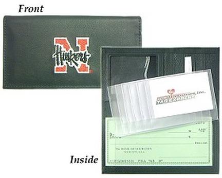 Nebraska Cornhuskers Embroidered Leather Checkbook Cover