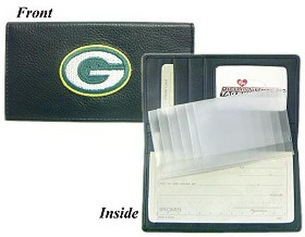 Green Bay Packers Embroidered Leather Checkbook Cover