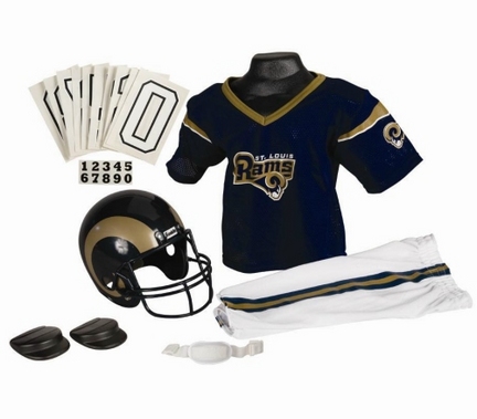 Franklin St. Louis Rams DELUXE Youth Helmet and Football Uniform Set (Small)