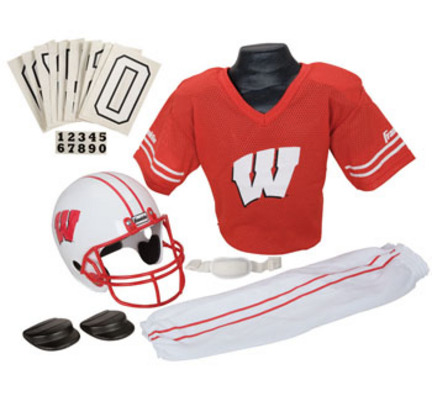 Franklin Wisconsin Badgers DELUXE Youth Helmet and Football Uniform Set (Small)