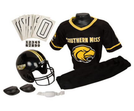 Franklin Southern Mississippi Golden Eagles DELUXE Youth Helmet and Football Uniform Set (Small)