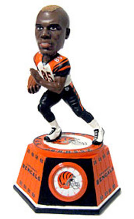 Chad Johnson Cincinnati Bengals Bobble Head Doll Clock from Forever Collectibles