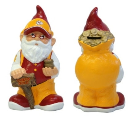 Kansas City Chiefs Garden Gnome Coin Bank