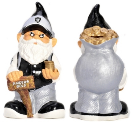 Oakland Raiders Garden Gnome Coin Bank