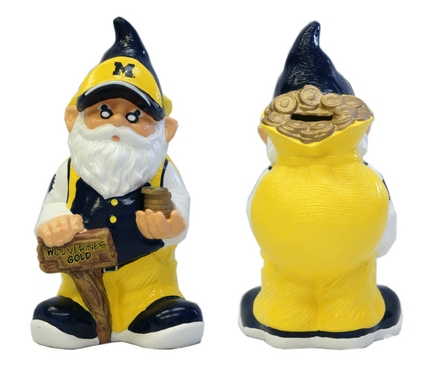 Michigan Wolverines Garden Gnome Coin Bank