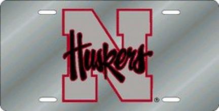 Nebraska Cornhuskers Laser Cut Silver License Plate