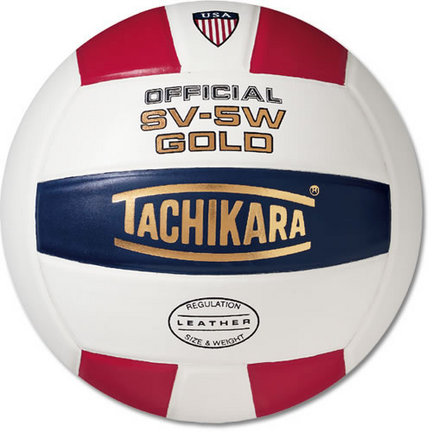 Tachikara NFHS Official Indoor SV5W Gold Premium Leather "USA Shield" Volleyball