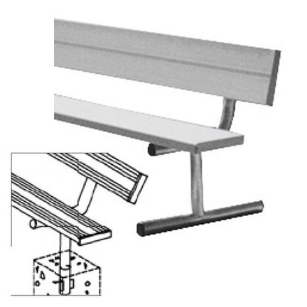 15' Heavy Duty Permanent Aluminum Bench with Back