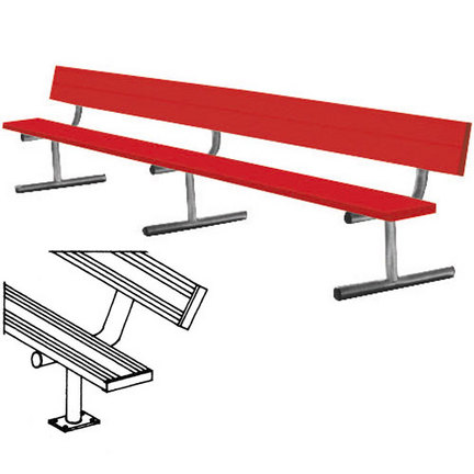 21' Surface Mount Powder Coated Bench with Back