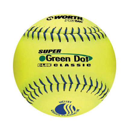 11" Classic Super Green Dot Softballs from Worth - 1 Dozen