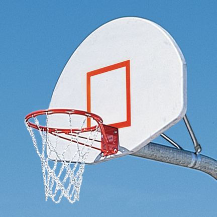 Playground Basketball System with 4' Backboard Extension, Powder Coated Backboard and Steel Net