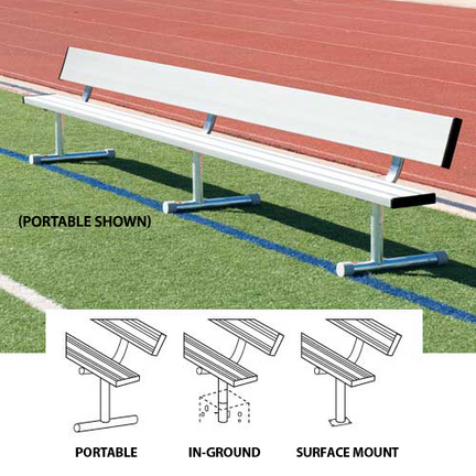 27' Aluminum Portable Bench with Back