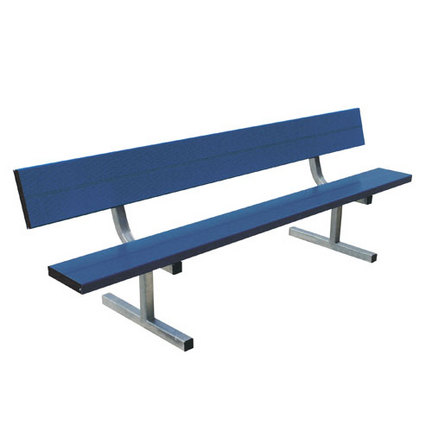15' Color Heavy Duty Permanent Aluminum Bench with Back