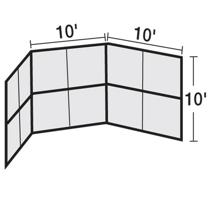 Chain Link Winged Backstop - 10' H with 3 10'W Panels