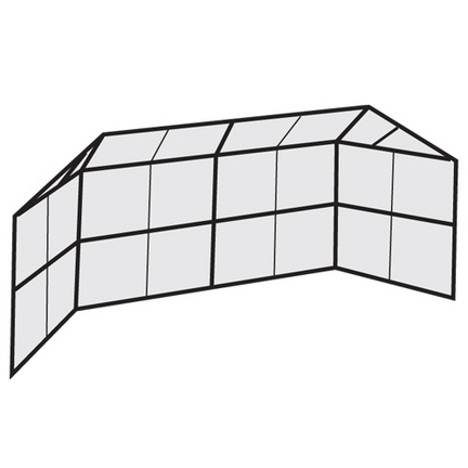 Chain Link Winged Backstop with 2 -10' H x 10'W Panels and 1-10'H x 20'W Center Panel and Overhang