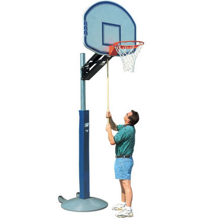 Bison Qwik Change&trade; Outdoor Portable / Adjustable Basketball System with Fan Shaped Graphite Backboard