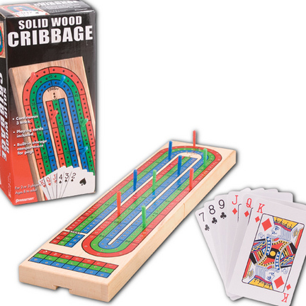 Wood Cribbage with Cards