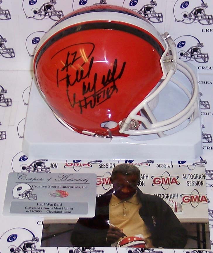 Paul Warfield Autographed Cleveland Browns Mini Football Helmet with "HOF 83" Inscription