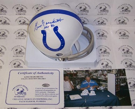 Gino Marchetti Autographed Baltimore Colts Mini Football Helmet with Inscription