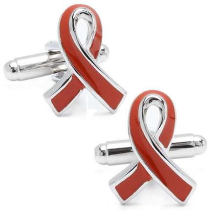 AIDS Awareness Ribbon Cuff Links - 1 Pair