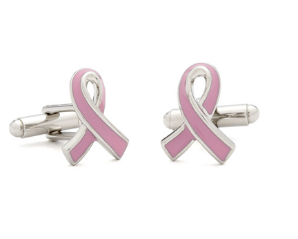 Pink Awareness Ribbon Cuff Links - 1 Pair