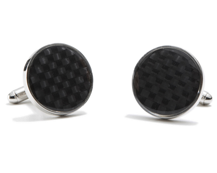 Round Carbon Fiber Cuff Links - 1 Pair