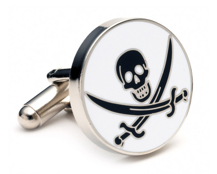 White Calico Jack Cuff Links - 1 Pair