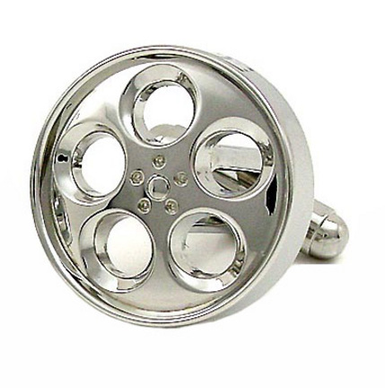 Chrome Wheel Cuff Links - 1 Pair