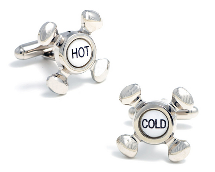 Hot and Cold Faucet Cuff Links - 1 Pair
