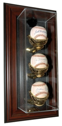 Three Ball "Case-Up" Wall Mountable Mahogany Display Case